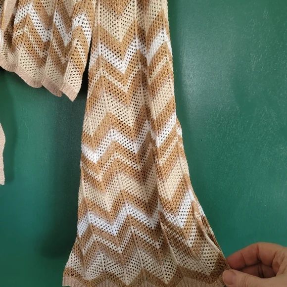Galita Chevron Knit Tie-Front Cardigan BOHO Size Small NWT - Picture 4 of 13